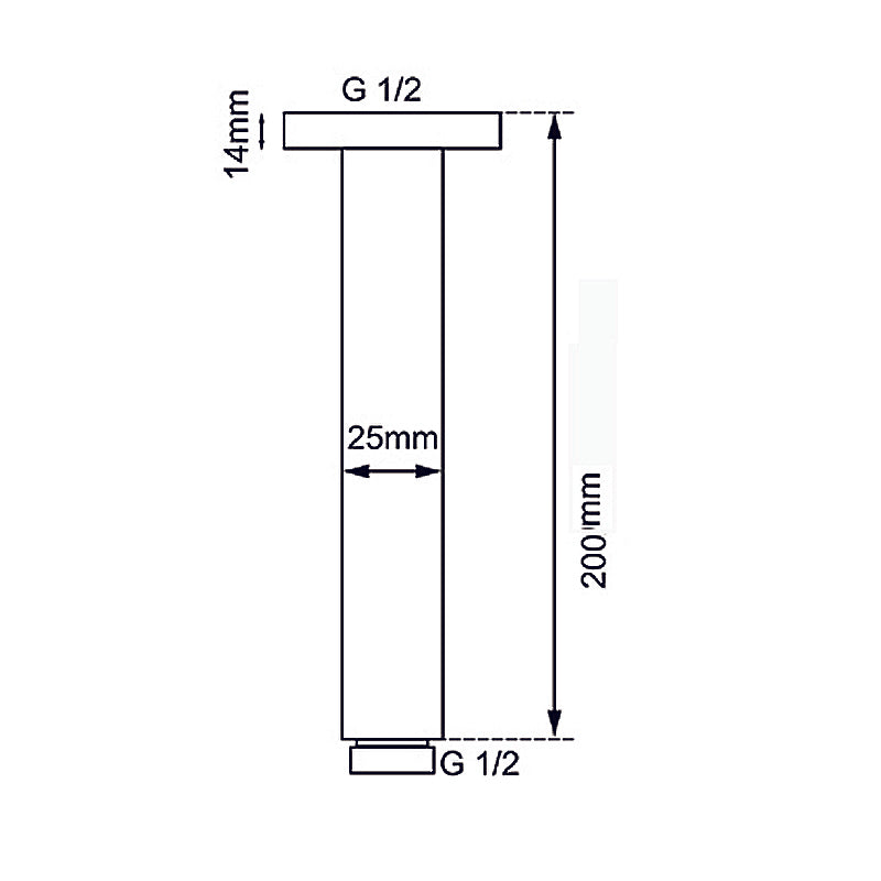 200mm Gunmetal Ceiling Shower Arm