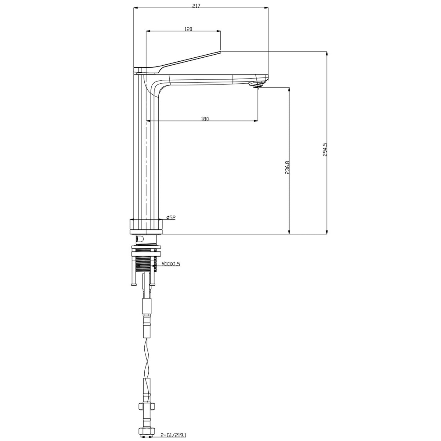 Rushy - Gunmetal Grey Tall Basin Mixer