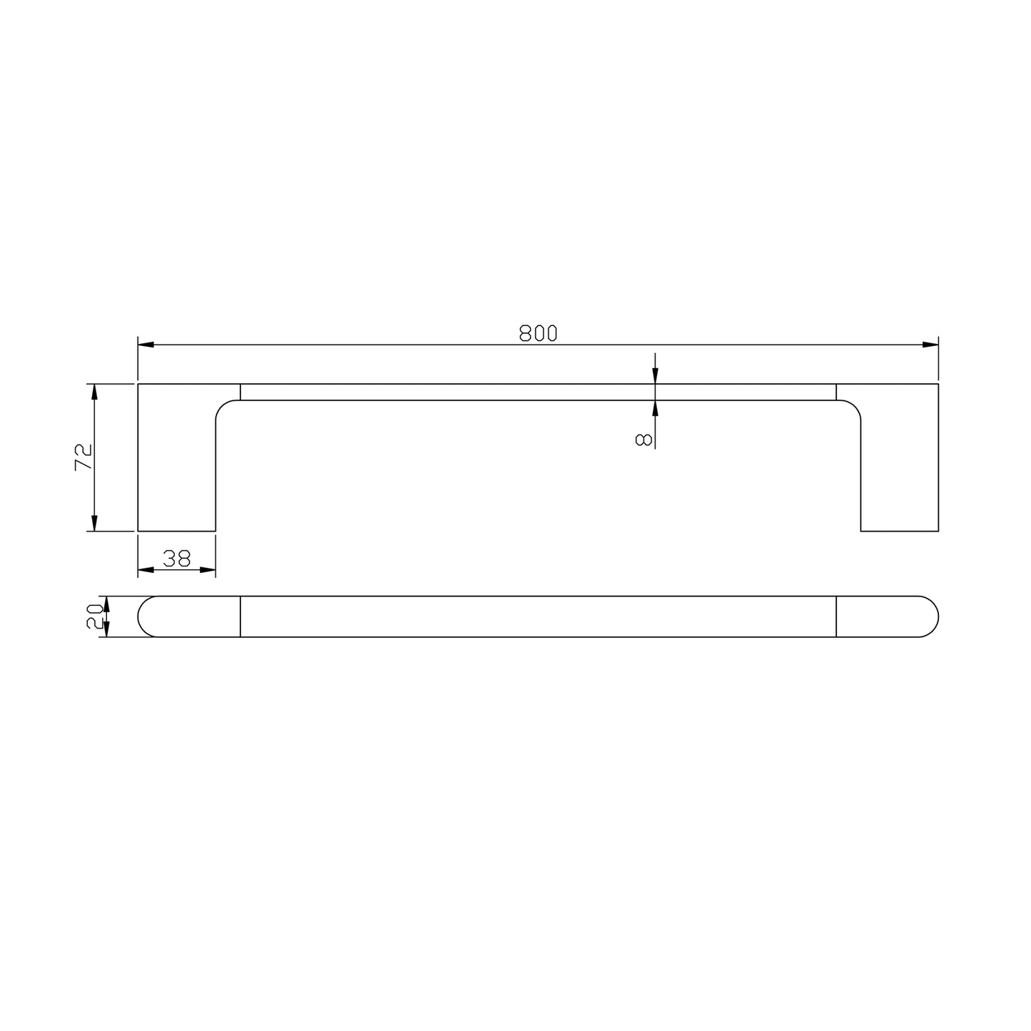 VOG - 800mm Gunmetal Grey Single Towel Rail