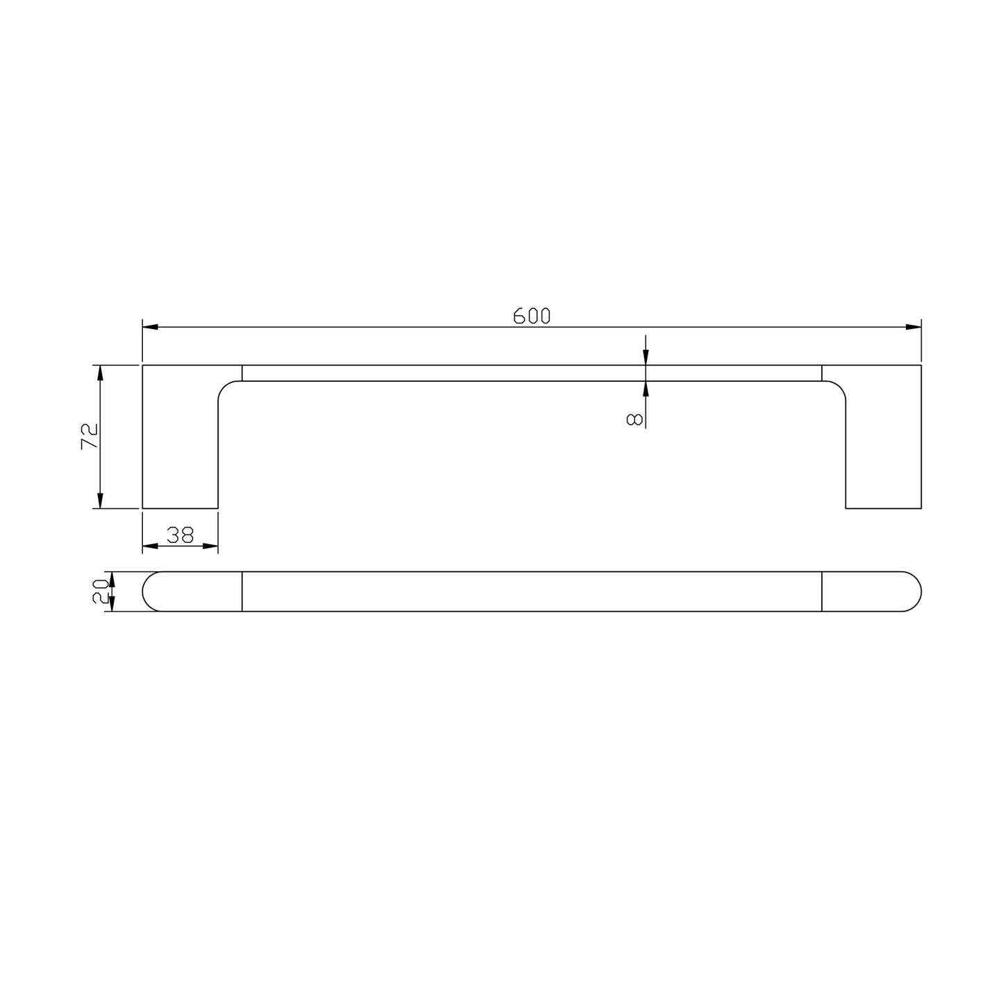 VOG - 600mm Gunmetal Grey Single Towel Rail
