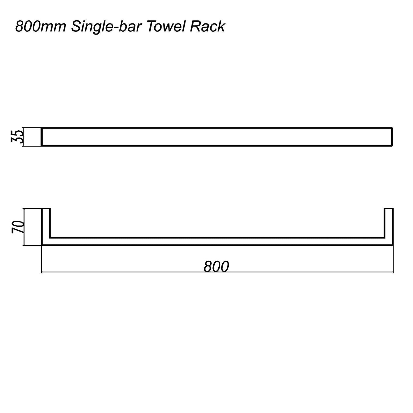 IVANO - 800mm Gunmetal Single Towel Rail