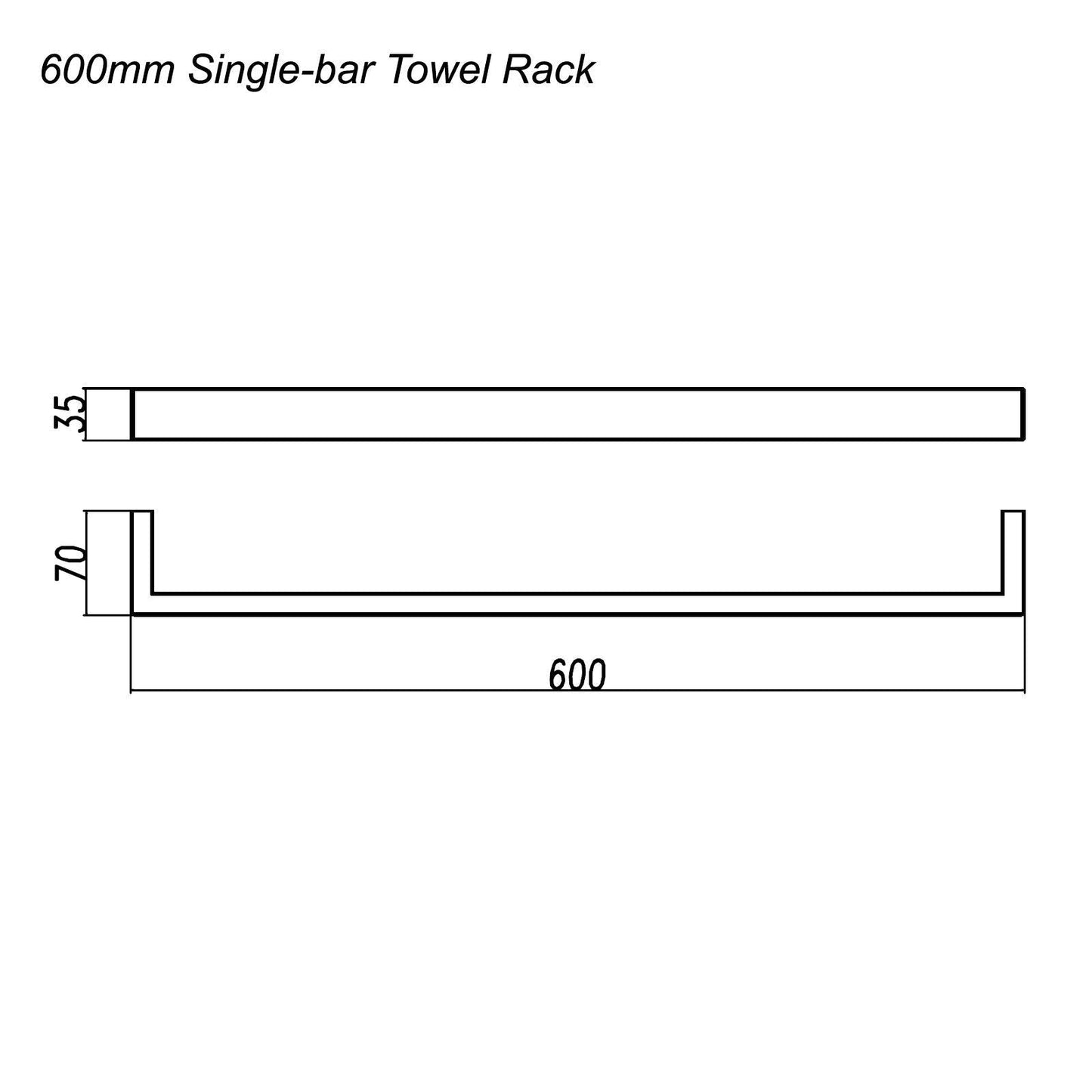 IVANO - 600mm Gunmetal Single Towel Rail