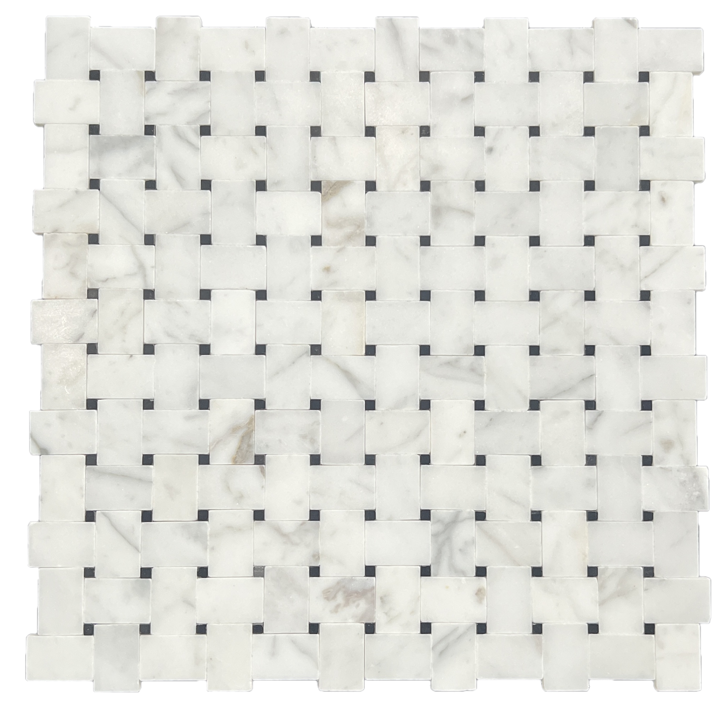MINI BASKETWEAVE STATUARIO + NERO DOT (TIGHT JOINT)