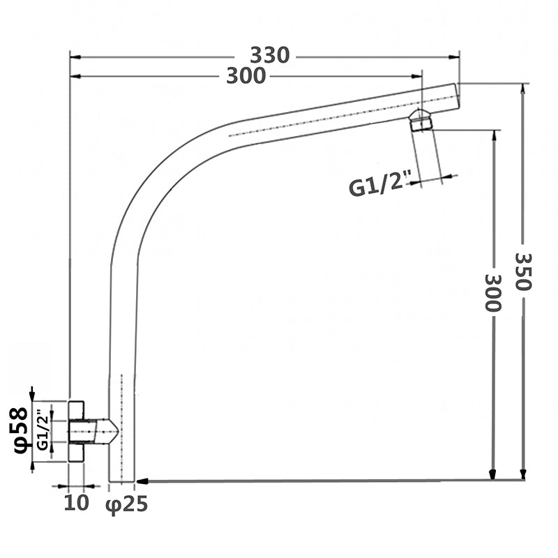 Gunmetal Wall Shower Arm