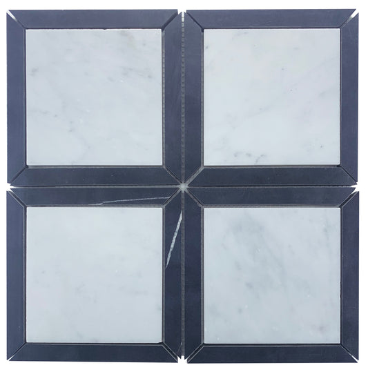 CARRARA SQUARE+ NERO BORDER HONED