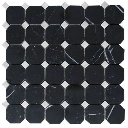 NERO OCTAGON + CARRARA DOT