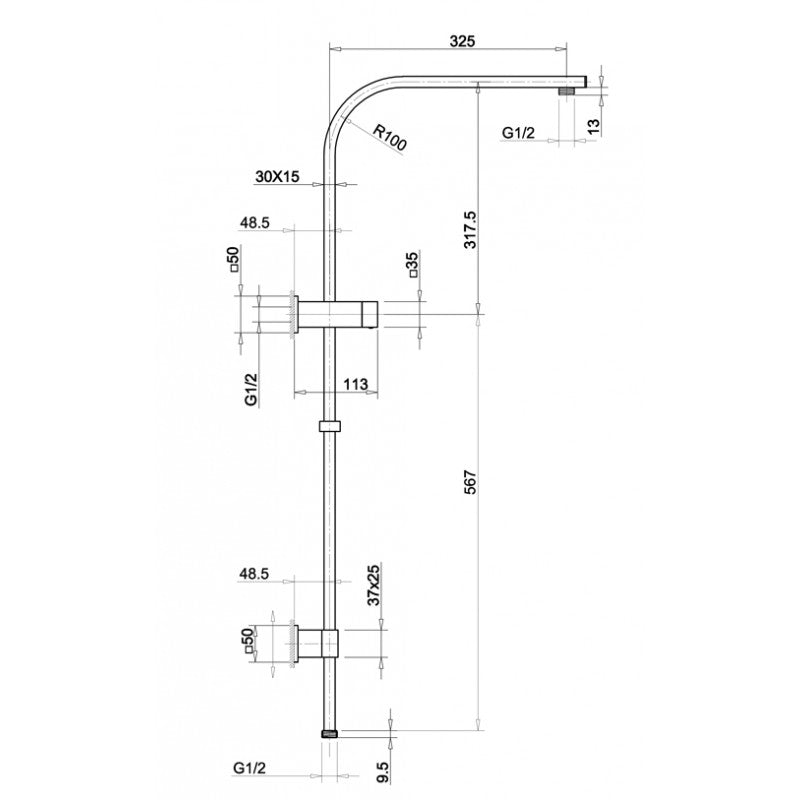 Gunmetal Shower Rail