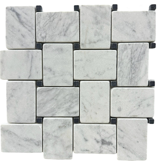 JUMBO BASKETWEAVE CARRARA TUMBLED + NERO DOT