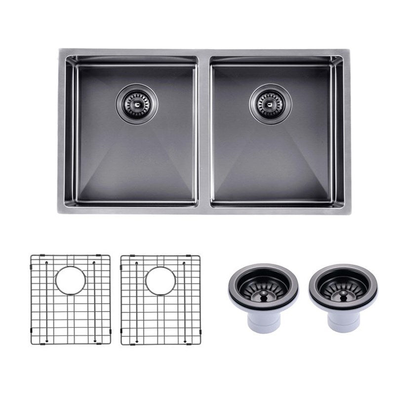 820x457x230mm Gunmetal Stainless Steel PVD Double Bowl Kitchen Sink