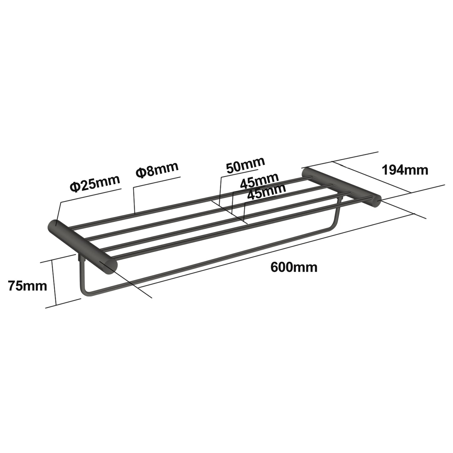 Round Gunmetal Shower Shelf