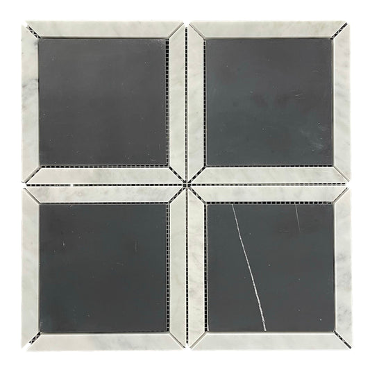 NERO SQUARE + CARRARA BORDER
