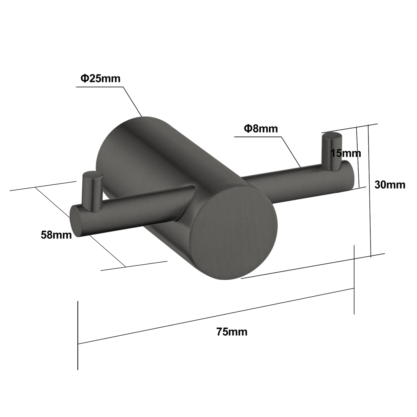 Round Gunmetal Robe Hook